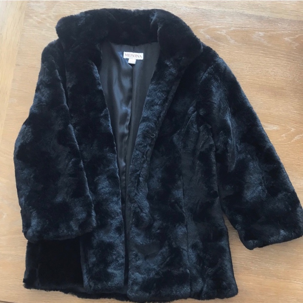 MERONA Faux Fur 3/4 Sleeve Coat